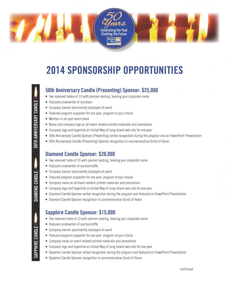 United Way of Long Isalnd 50th Anniversary Sponsorhip Opportunities 